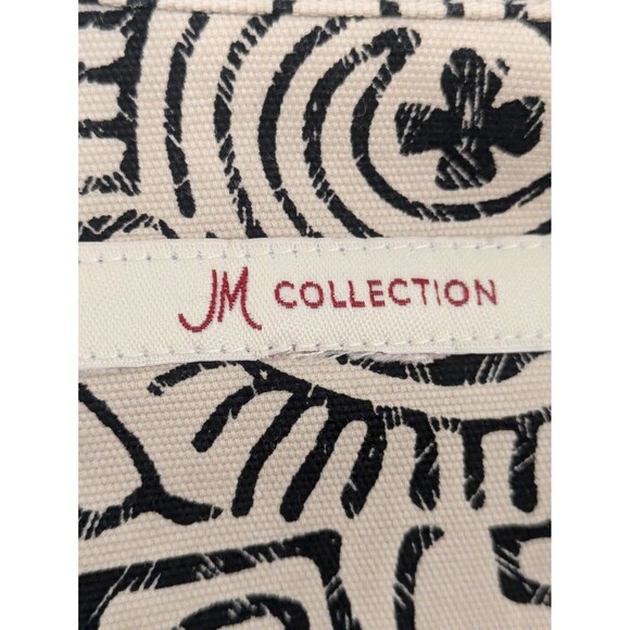 JM Collection Ivory Black Aztec Geometric Canvas Jacket sz XL Block Print - Picture 12 of 13